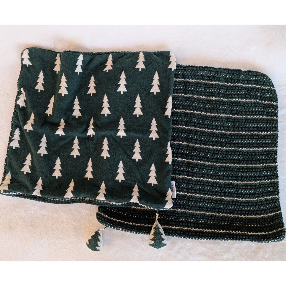 Balsam & Fir Christmas Tree‎ Reversible Pillow Covers Knit Green 18x18 Decor